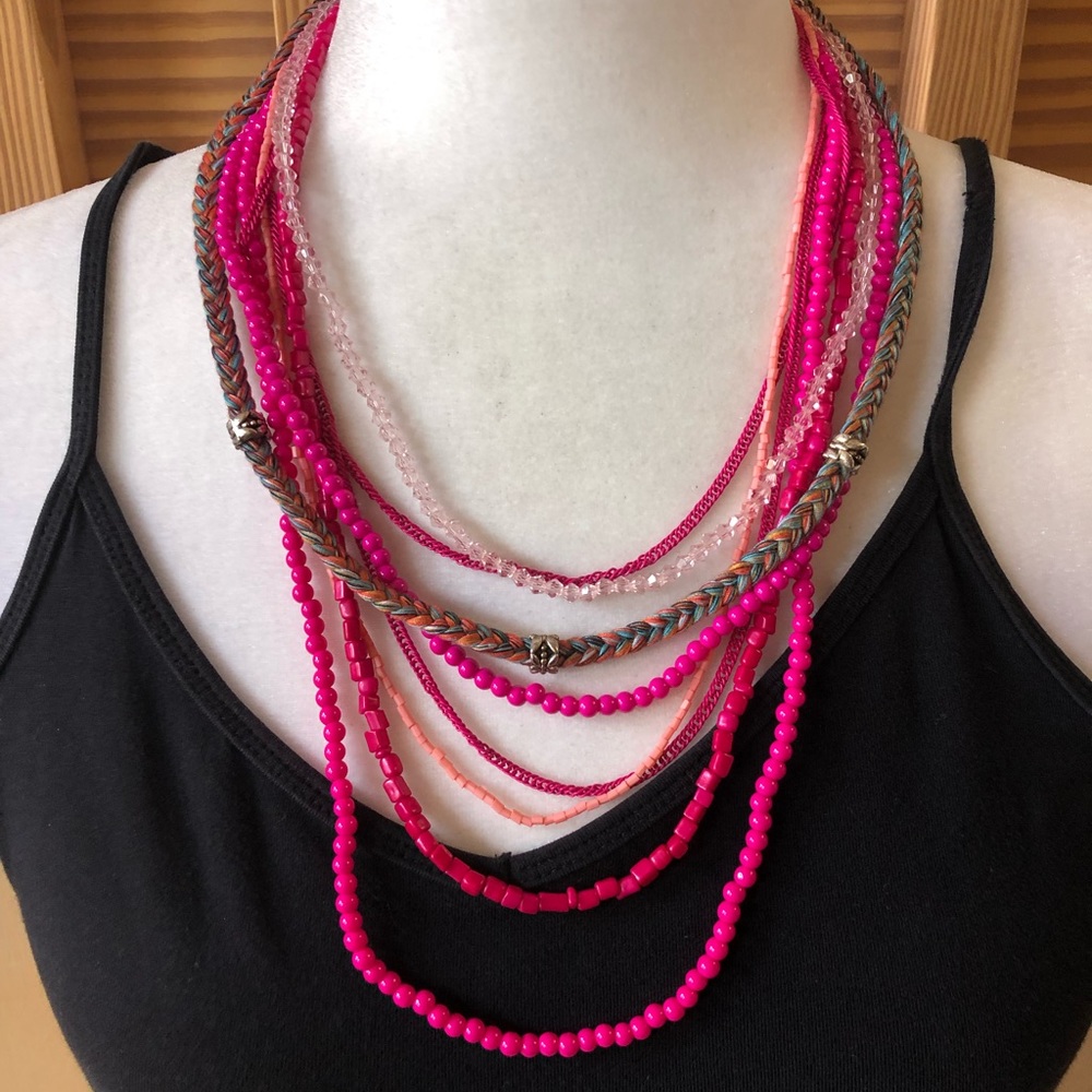 Beya Pink Beaded Necklace and Earring Set